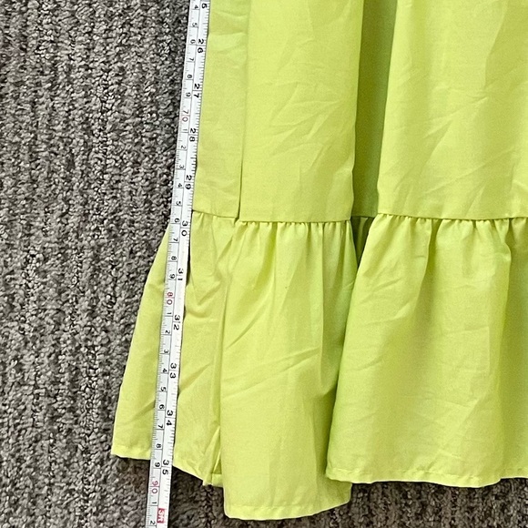 Lark + Grey Green Puff Sleeve Shirred Dress Midi - Picture 7 of 7